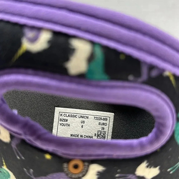 Bogs Boots Snow Winter Insulated Rain Pull On Waterproof Unicorn Black Kids 6 - Picture 9 of 11